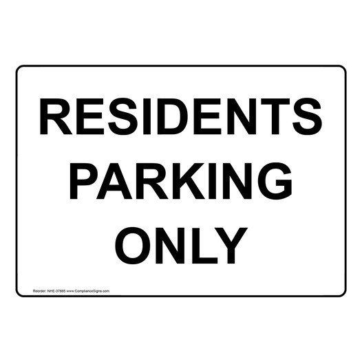 Residents Parking Only Sign NHE-37885