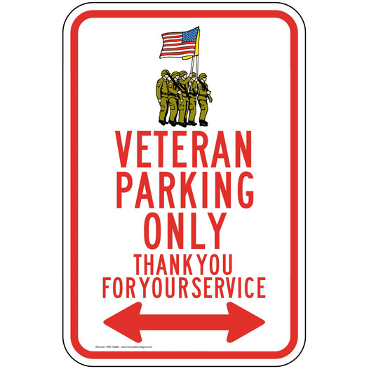 Veteran Parking Only Sign With Arrow PKE-18260