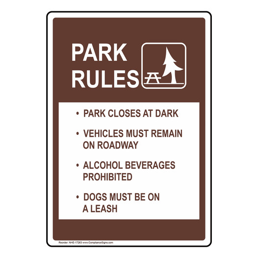 Park Rules Sign for Alcohol / Drugs NHE-17263