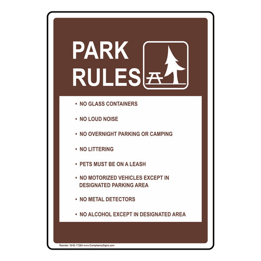 Park Rules Sign NHE-17264 Parks / Camping