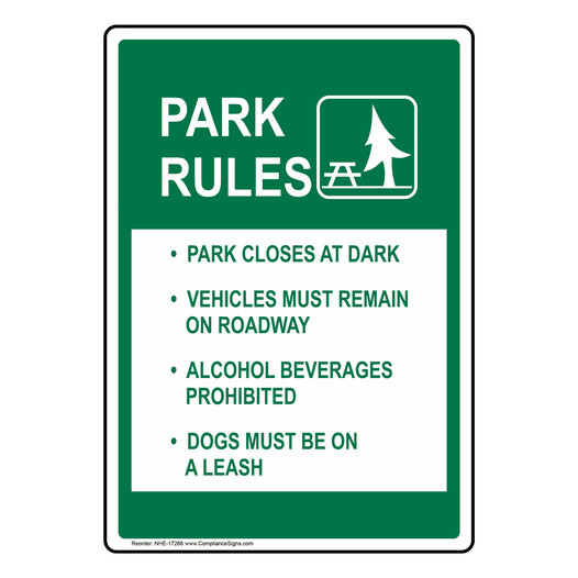 Park Rules Sign NHE-17266 Parks / Camping
