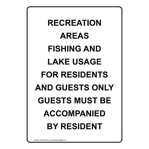 Portrait Recreation Areas Fishing And Lake Usage Sign NHEP-36612