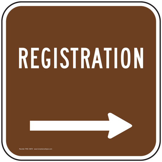 Registration Right Arrow Sign for Recreation PKE-16876