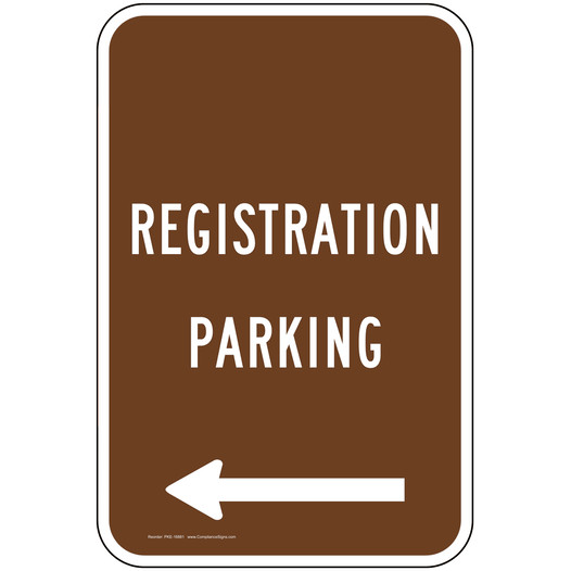 Registration Parking With Left Arrow Sign