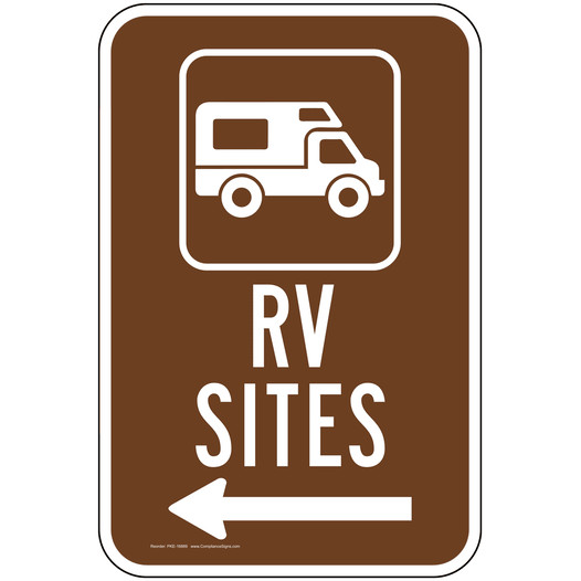 RV Sites Left Arrow Sign for Recreation PKE-16889