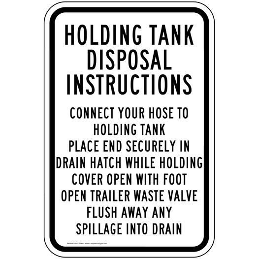 Holding Tank Disposal Instructions Sign PKE-16908