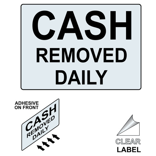 CASH REMOVED DAILY Label With Front Adhesive NHE-18445-Reverse