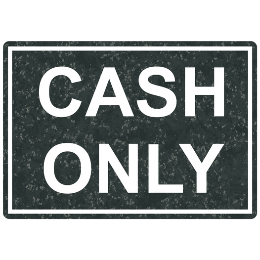 Charcoal Marble Engraved CASH ONLY Sign EGRE-15804_White_on_CharcoalMarble