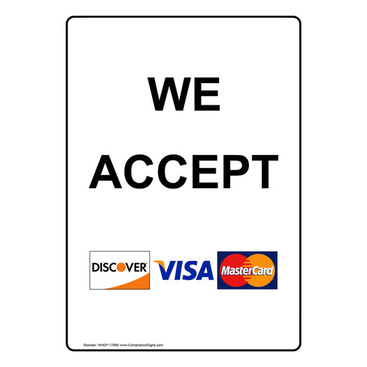 Portrait We Accept [ Discover, Visa, Sign With Symbol NHEP-17966