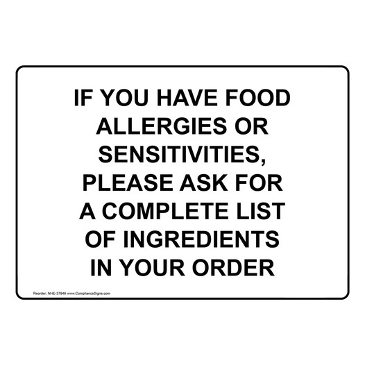 If You Have Food Allergies Or Sensitivities, Sign NHE-37846