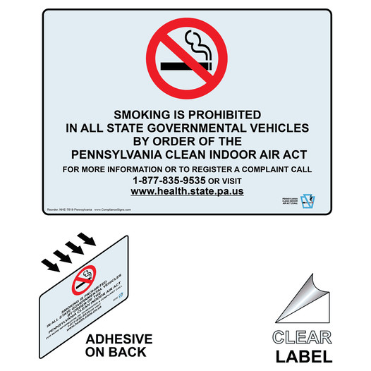 Pennsylvania Smoking Prohibited In All State Vehicles Clear Label