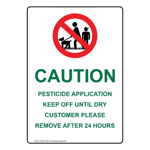 Portrait Caution Pesticide Application Sign With Symbol NHEP-27269