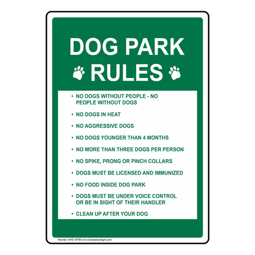 Dog Park Rules Sign With Symbol NHE-16798