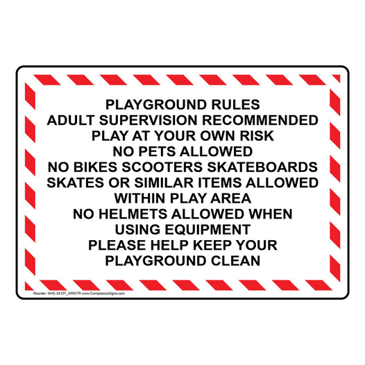 Playground Rules Adult Supervision Recommended Sign NHE-34107_WRSTR