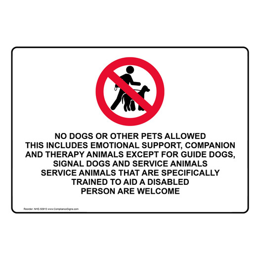 NO DOGS OR OTHER PETS ALLOWED Sign With Symbol NHE-50915