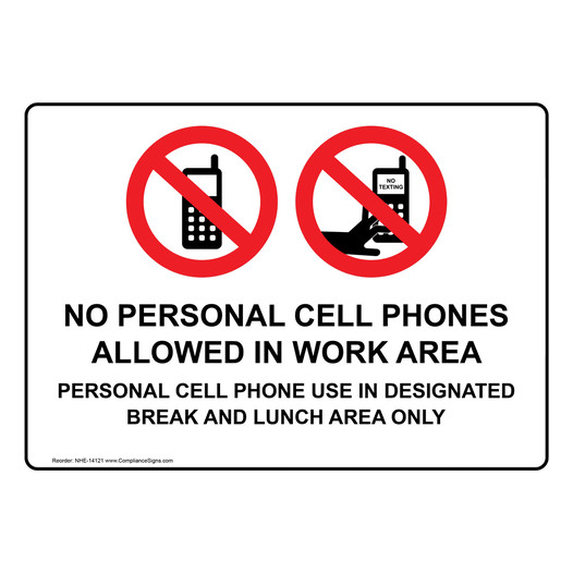 Cell Phone Use In Designated Area Only Sign NHE-14121