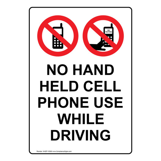 Portrait No Hand Held Cell Phone Sign With Symbol NHEP-16395