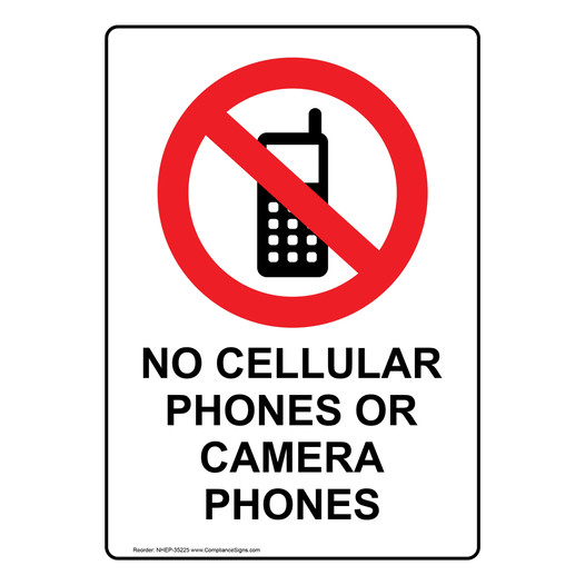 Portrait No Cellular Phones Or Camera Sign With Symbol NHEP-35225