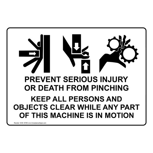 Prevent Serious Injury Pinching Sign NHE-16785