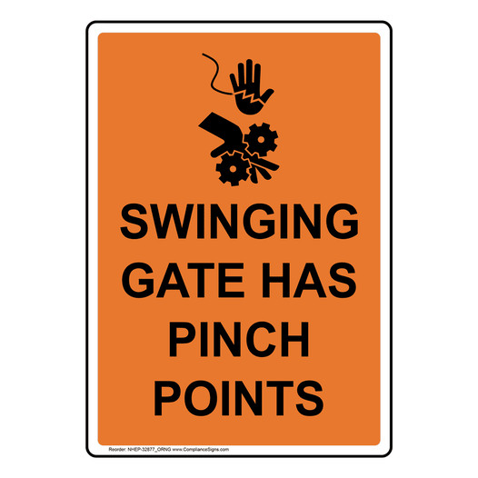 Portrait Swinging Gate Has Sign With Symbol NHEP-32877_ORNG
