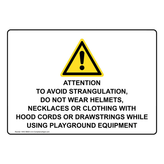Attention To Avoid Strangulation Sign With Symbol NHE-36620