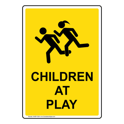 Portrait Children At Play Sign NHEP-15341 Children / School Safety