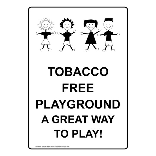 Portrait Tobacco Free Playground Sign With Symbol NHEP-16643