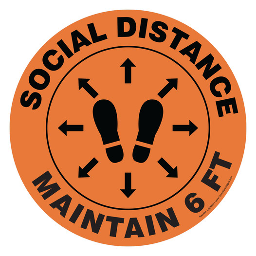 Social Distance Maintain 6 Feet Floor Label CS258911
