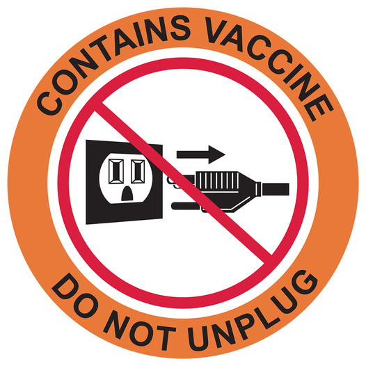 Round Contains Vaccine Do Not Unplug Label CS687634