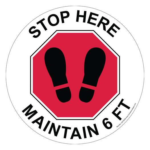 Stop Here Maintain 6 Ft Floor Label CS778795