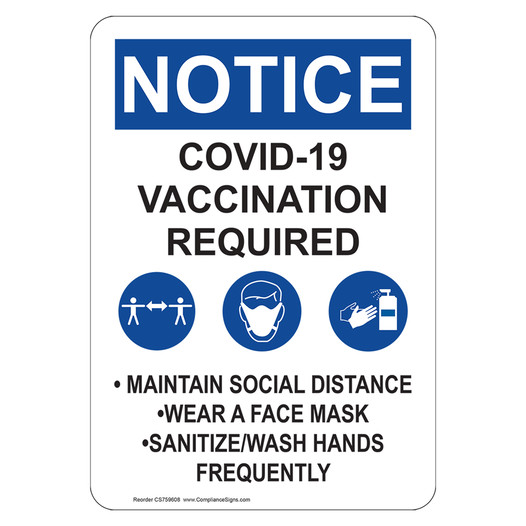 OSHA Covid-19 Vaccination Required Sign CS759608