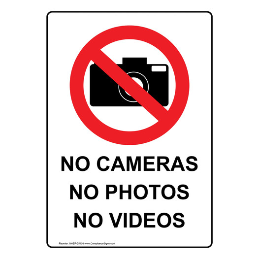 Portrait No Cameras No Photos No Videos Sign With Symbol NHEP-35158