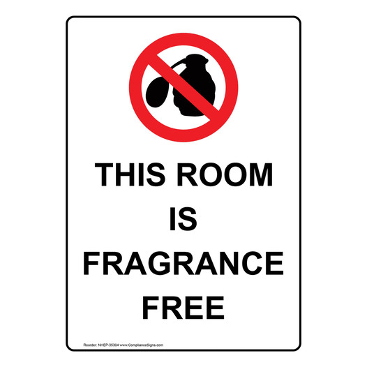 Portrait This Room Is Fragrance Free Sign With Symbol NHEP-35304