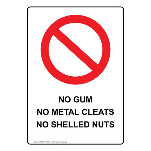 Portrait No Gum No Metal Cleats Sign With Symbol NHEP-35467