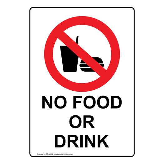 Portrait No Food Or Drink Sign With Symbol NHEP-35762