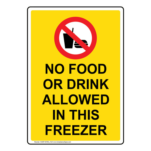 Portrait No Food Or Drink Allowed Sign With Symbol NHEP-35765_YLW