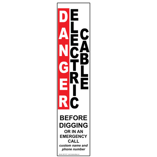 Danger Electric Cable Call Before Digging Label NHE-16101 Power Line