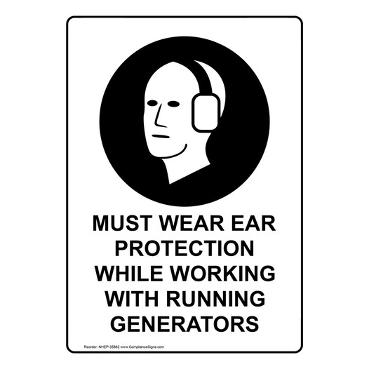 Portrait Must Wear Ear Protection Sign With Symbol NHEP-35882