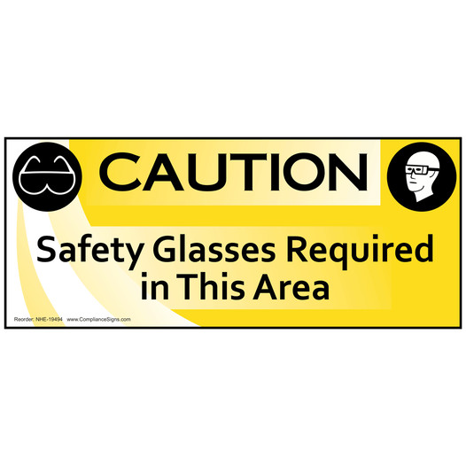 Safety Glasses Required In This Area Banner NHE-19494