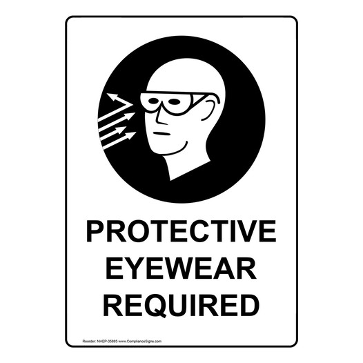 Portrait Protective Eyewear Required Sign With Symbol NHEP-35885