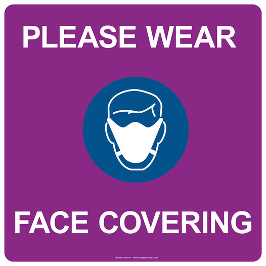 Purple Notice Please Wear Face Covering Pavement Label CS759101