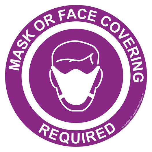 Purple Mask Or Face Covering Required Carpet Label CS769448