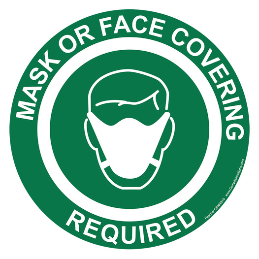 Green Mask Or Face Covering Required Carpet Label CS824319
