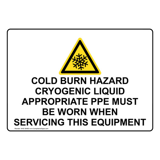 Cold Burn Hazard Cryogenic Liquid Sign With Symbol NHE-36460