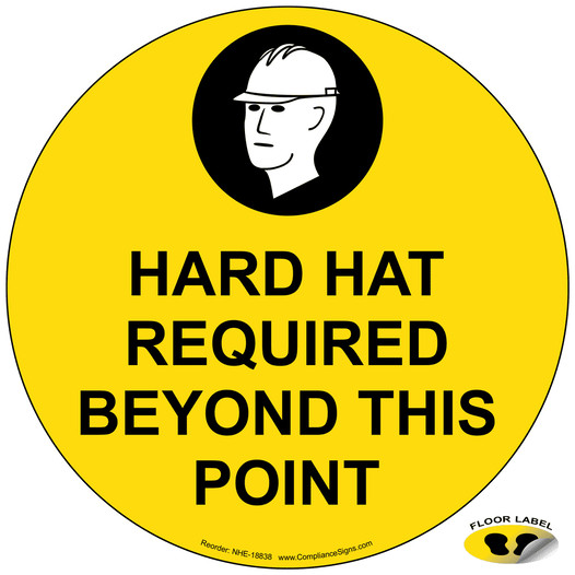 Hard Hat Required Beyond This Point Floor Label NHE-18838