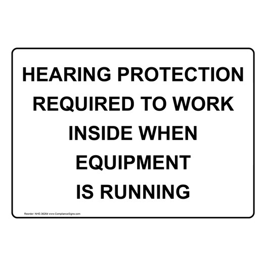 Hearing Protection Required To Work Inside When Sign NHE-36264