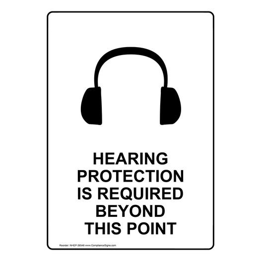 Portrait Hearing Protection Is Required Sign With Symbol NHEP-36546
