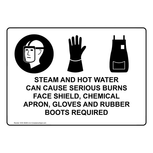 Steam And Hot Water Can Cause Serious Sign With Symbol NHE-36408
