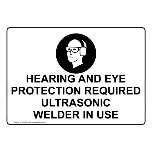 Hearing And Eye Protection Required Sign With Symbol NHE-36539