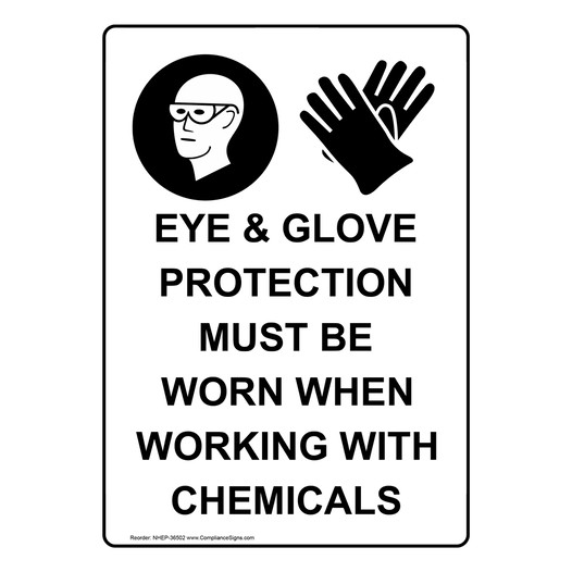 Portrait Eye & Glove Protection Sign With Symbol NHEP-36502